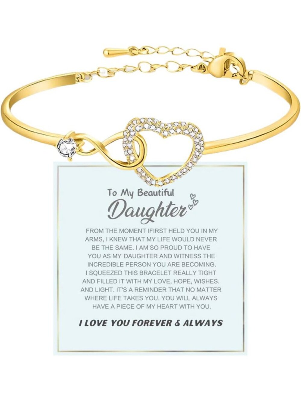 Infinity Love Cuff Bracelet for Daughter - Adjustable Inspirational Jewelry Gift